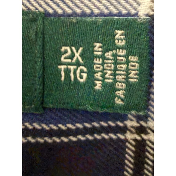 Lauren Ralph Lauren Plaid Button Down Shirt Blue White Black 2X TTG ranch - Picture 7 of 7